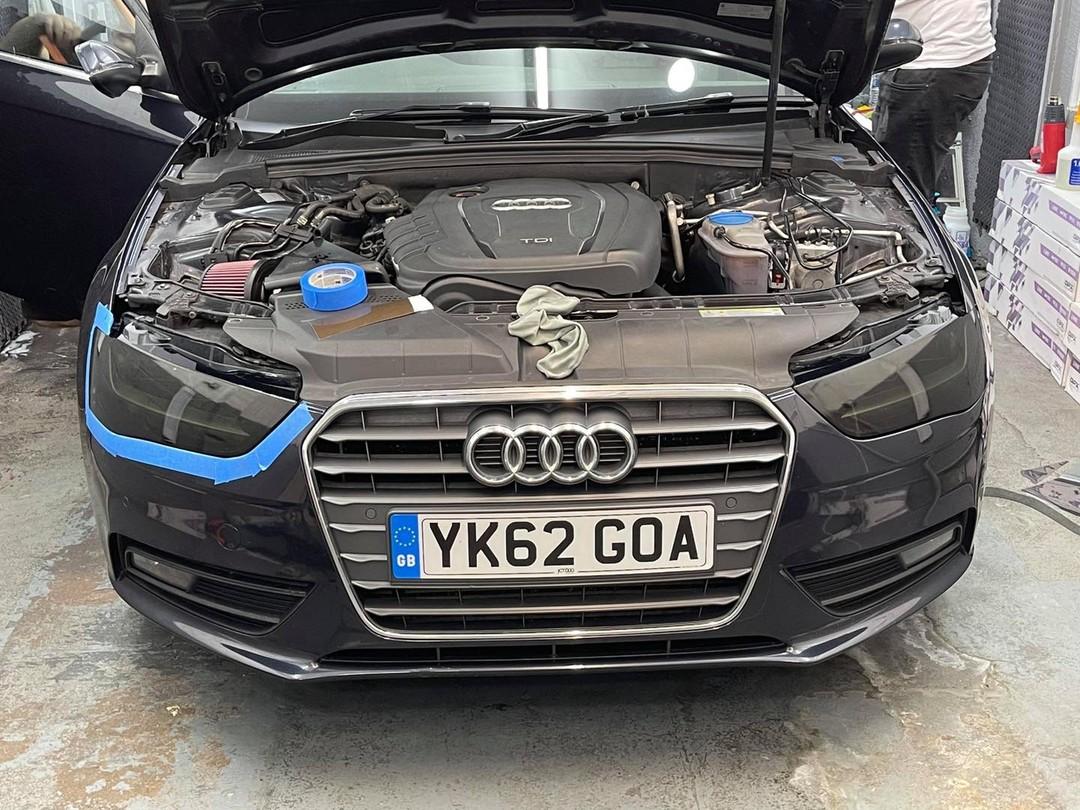 Audi engine bay cleaned and detailed