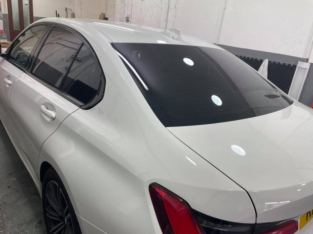 BMW 3 Series rear screen with dark tint